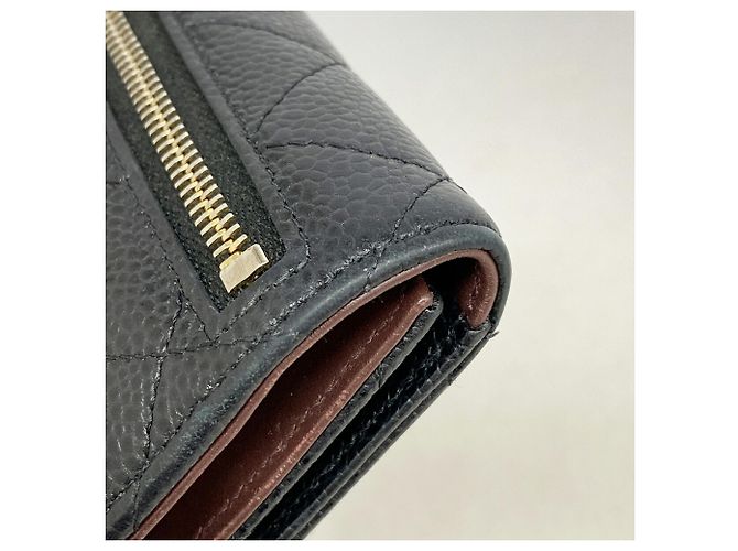 Portafoglio tri-fold Chanel in vitello granulato nero - vista 6