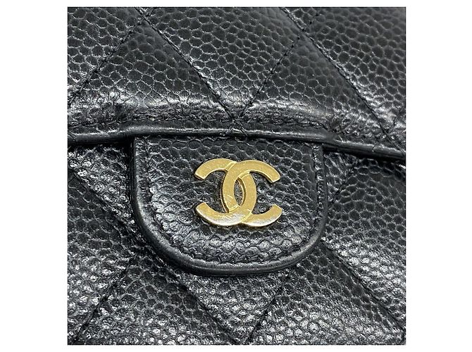 Portafoglio tri-fold Chanel in vitello granulato nero - vista 8
