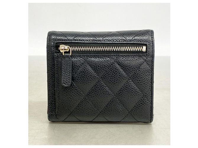 Portafoglio tri-fold Chanel in vitello granulato nero - vista 9
