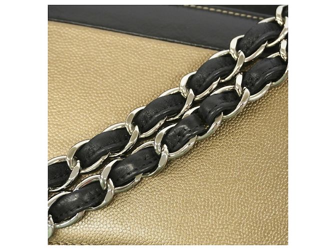 Borsa a tracolla Chanel Double Flap Nera Khaki Pelle - vista 8