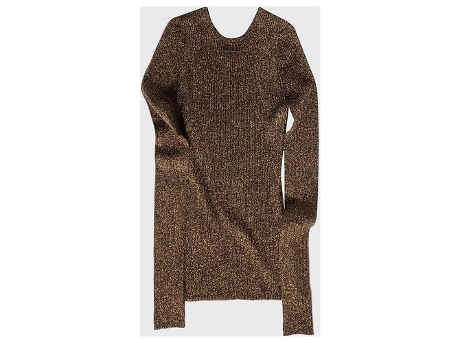 Top Miu Miu in maglia a coste marrone iridescente XS - vista 3