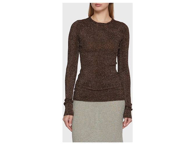 Top Miu Miu in maglia a coste marrone iridescente XS - vista 7
