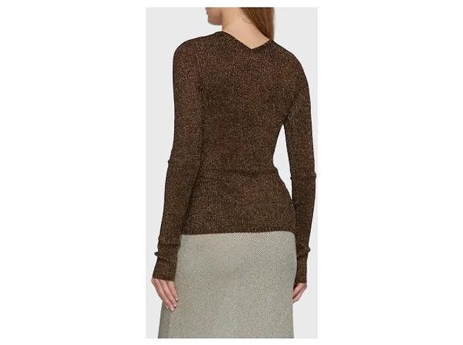 Top Miu Miu in maglia a coste marrone iridescente XS - vista 8