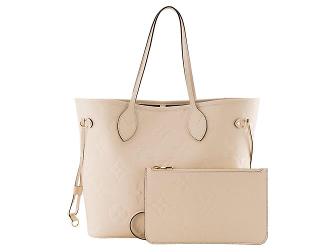 LOUIS VUITTON - Louis Vuitton Neverfull MM Shopper aus beigem Empreinte-Leder - Ansicht 2