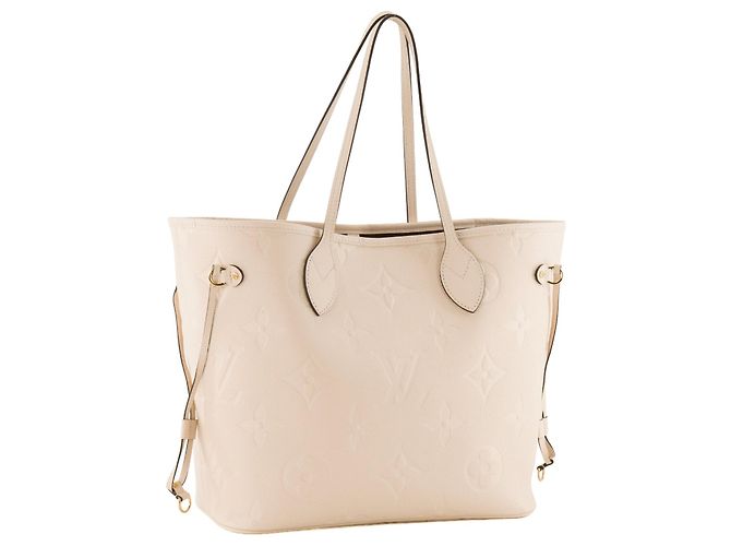 LOUIS VUITTON - Louis Vuitton Neverfull MM Shopper aus beigem Empreinte-Leder - Ansicht 3
