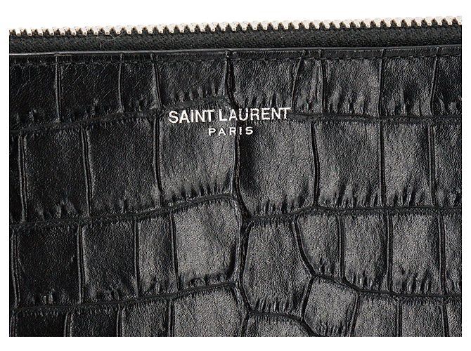 Autre Marque SAINT LAURENT - Pochette Saint Laurent in pelle goffrata coccodrillo nero - vista 5