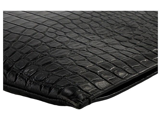 Autre Marque SAINT LAURENT - Pochette Saint Laurent in pelle goffrata coccodrillo nero - vista 6