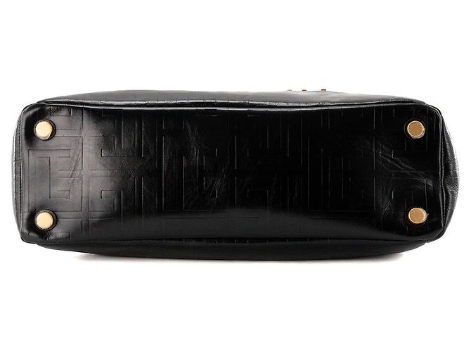 BALMAIN - Cabas 1945 Soft Balmain Tasche aus schwarzem knittrigem Leder - Ansicht 4