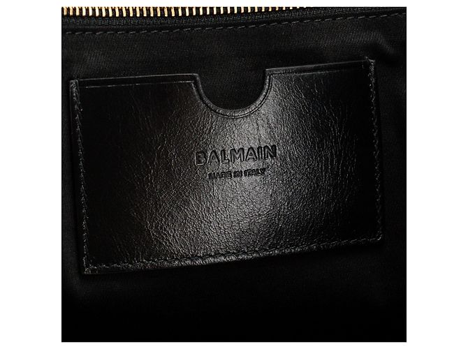BALMAIN - Cabas 1945 Soft Balmain Tasche aus schwarzem knittrigem Leder - Ansicht 6