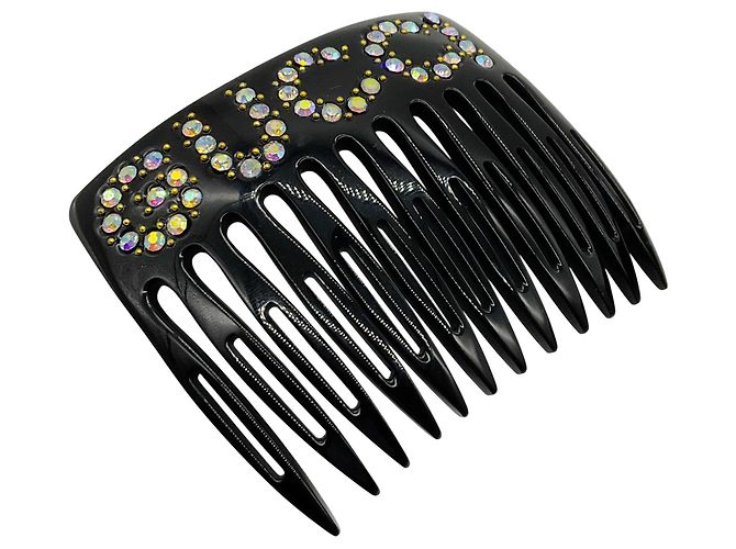 Pettine per capelli in resina con cristalli Gucci nero - vista 3
