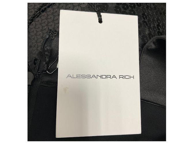 Alessandra Rich schwarzes Pailletten-Minikleid mit Seidenschleife - Ansicht 5