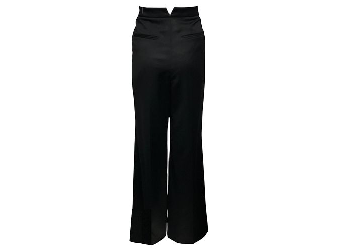Givenchy Black Wide Leg Tailored Wool Trousers - view 3