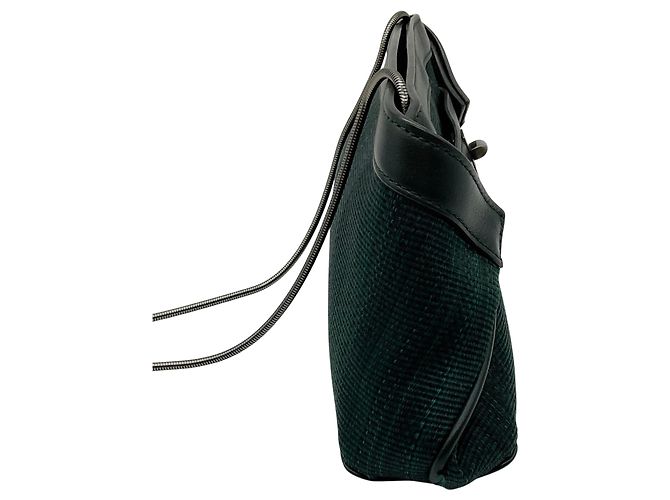 Akris Mini Borsa a Tracolla in Crine / Pelle Teal - vista 2