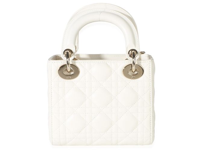 Christian Dior White Lambskin Cannage Mini Lady Dior - vista 2