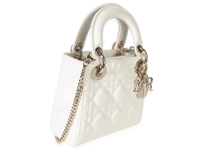Christian Dior White Lambskin Cannage Mini Lady Dior - vista 4
