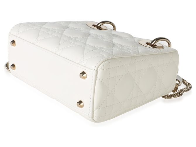 Christian Dior White Lambskin Cannage Mini Lady Dior - vista 6