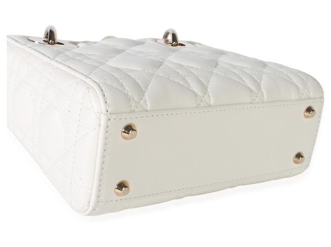 Christian Dior White Lambskin Cannage Mini Lady Dior - vista 7