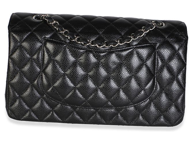 Gabrielle Borsa Chanel Medium Classic Double Flap in pelle caviar matelassé nera - vista 2