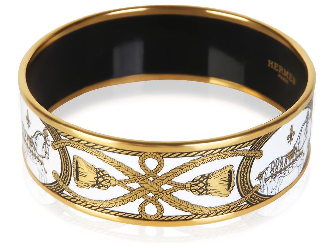 Brazalete ancho de esmalte Grand Apparat chapado en oro Hermès - vista 2