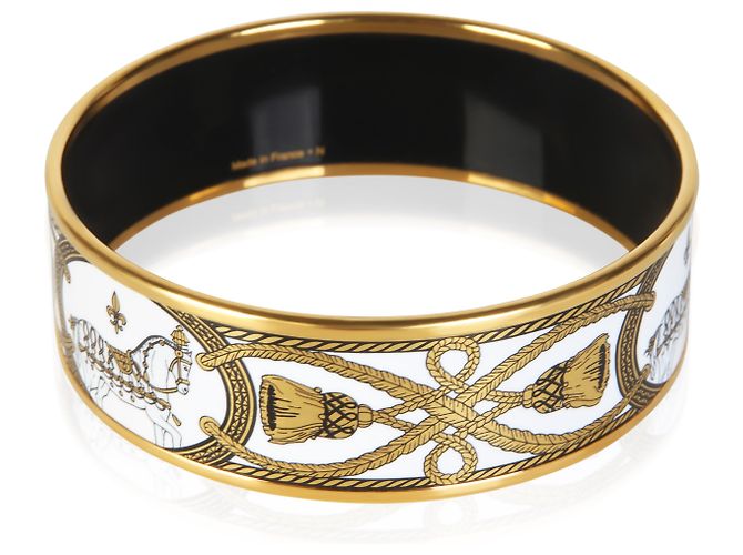 Brazalete ancho de esmalte Grand Apparat chapado en oro Hermès - vista 3