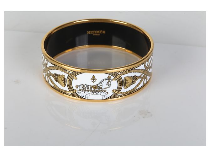 Brazalete ancho de esmalte Grand Apparat chapado en oro Hermès - vista 4