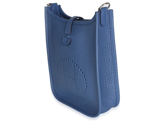 Hermès Bleu Tie Clemence Mini Evelyne TPM 16 PHW - vue 3