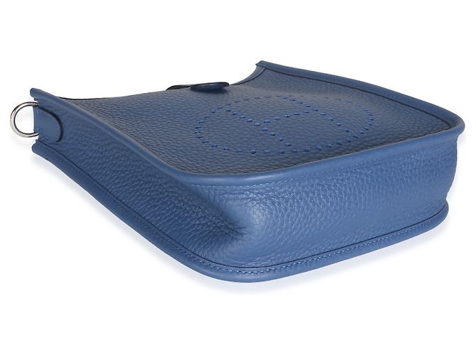 Hermès Bleu Tie Clemence Mini Evelyne TPM 16 PHW - vue 7