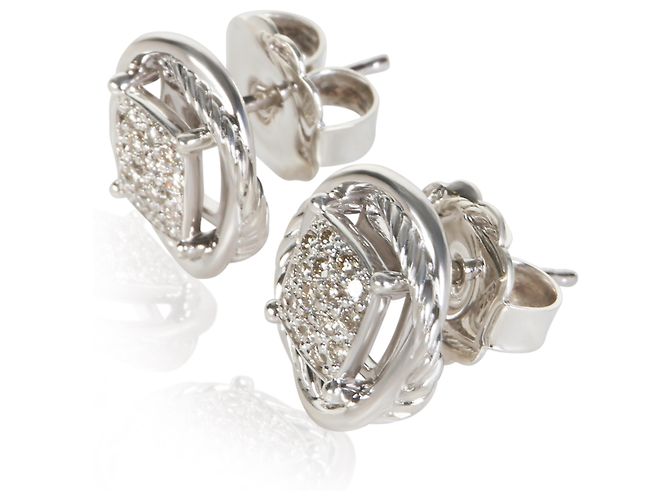 Pendientes Infinity de plata esterlina y diamantes David Yurman - vista 3