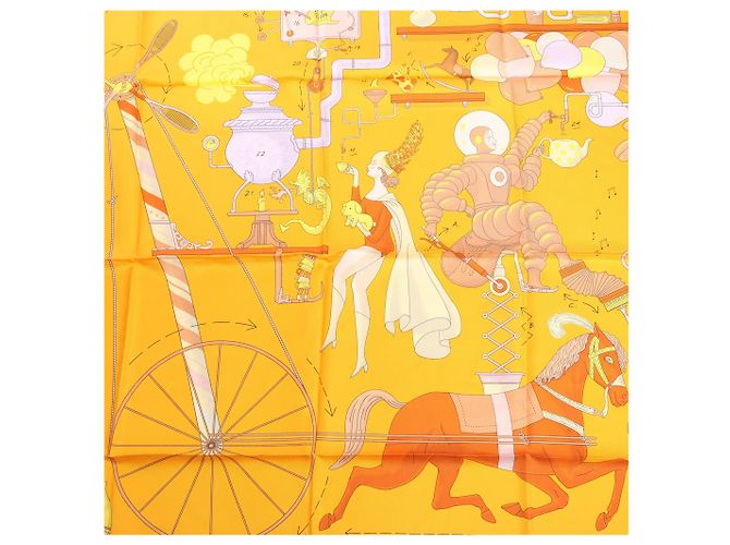 Hermès Carré 90 "Tea for Two" Lenço de seda em Orange - vista 11