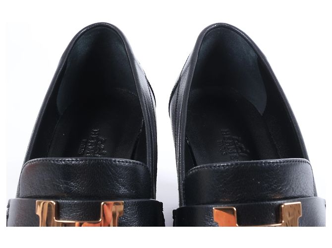 Mocassini Hermès Dauphin 70 Leather 38 Ladies' in Black Constance 231041Z - vista 10