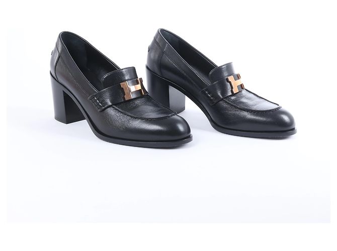 Mocassini Hermès Dauphin 70 Leather 38 Ladies' in Black Constance 231041Z - vista 4
