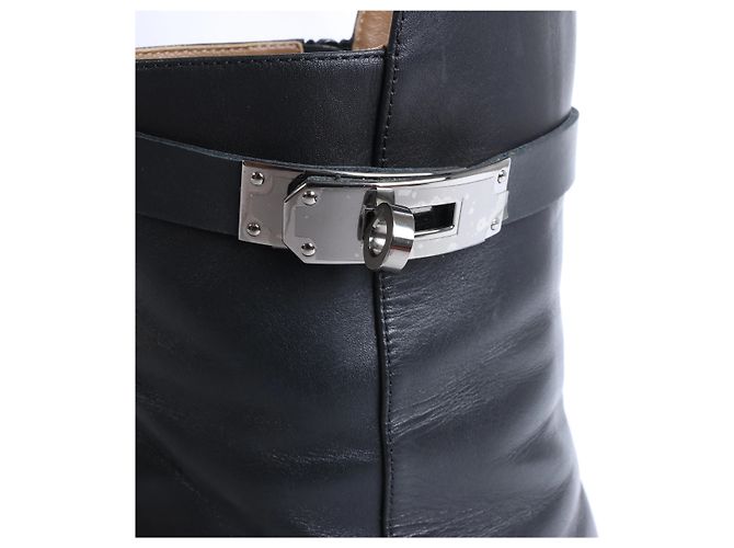 Hermès Juez Black Leather Ankle Boots EU 38 - view 10