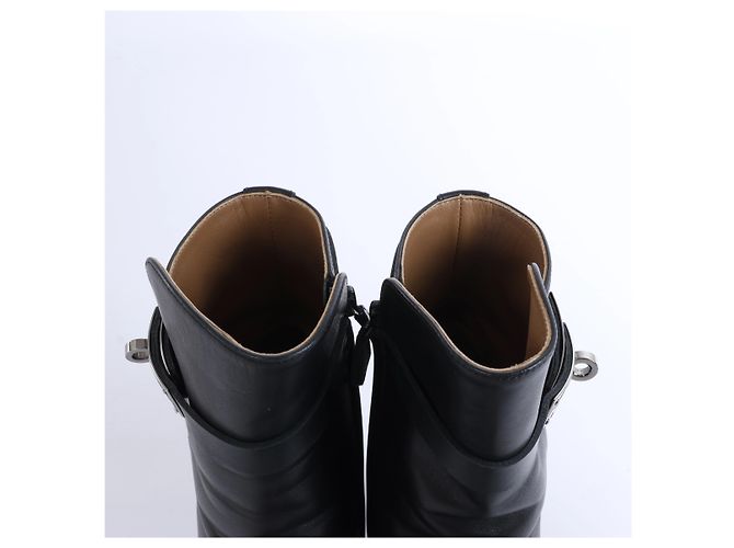 Hermès Juez Black Leather Ankle Boots EU 38 - view 7