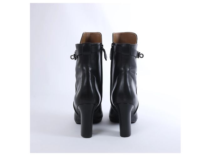 Hermès Juez Black Leather Ankle Boots EU 38 - view 8