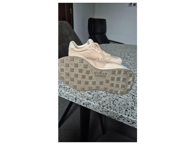 Baskets Hogan H641 en daim et cuir beige - vue 5