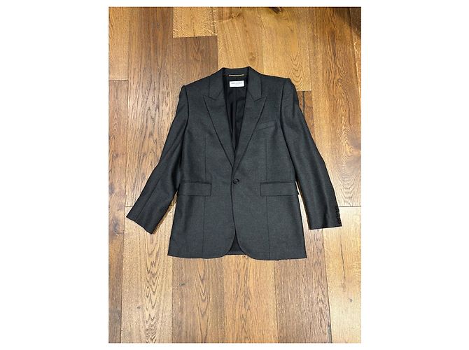 Autre Marque Saint Laurent Grey Wool Blend Single-Breasted Blazer - view 5