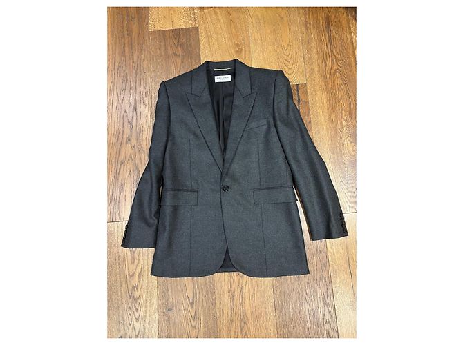 Autre Marque Saint Laurent Grey Wool Blend Single-Breasted Blazer - view 6