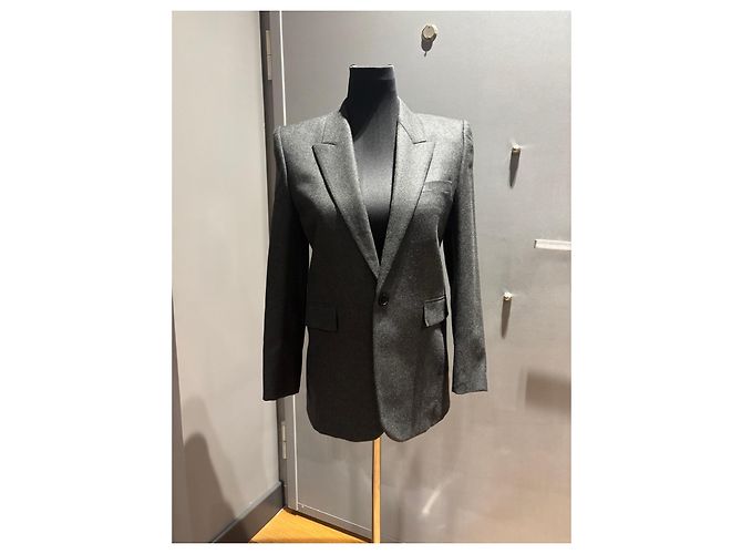 Autre Marque Saint Laurent Grey Wool Blend Single-Breasted Blazer - view 8