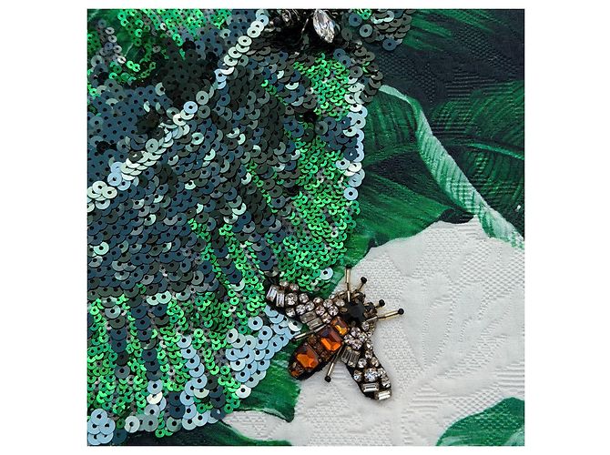 Dolce & Gabbana Botanical Garden Leaf Print Jacket with Bee Embellishments - view 12