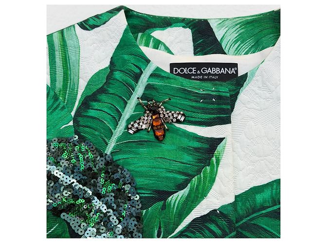 Dolce & Gabbana Botanical Garden Leaf Print Jacket with Bee Embellishments - view 13