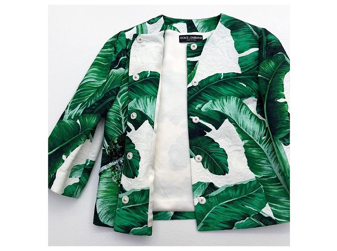 Dolce & Gabbana Botanical Garden Leaf Print Jacket with Bee Embellishments - view 6
