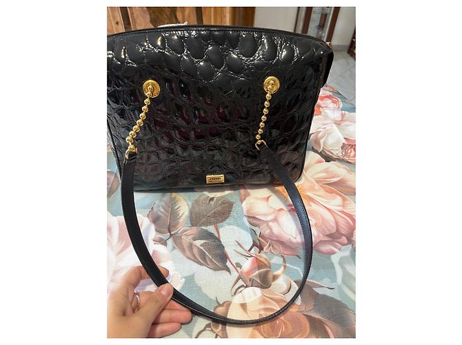 Gianfranco Ferré Borsa Manila in Pelle Verniciata Nera - vista 5