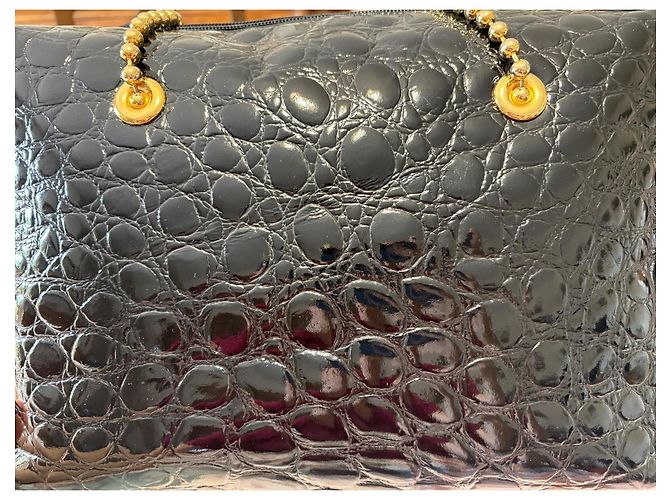 Gianfranco Ferré Borsa Manila in Pelle Verniciata Nera - vista 6