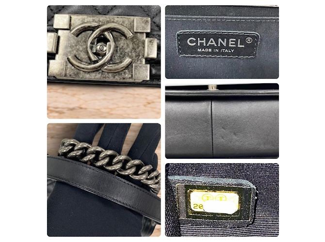 CHANEL Boy Medium Flap in lambskin matelassé nero - vista 9