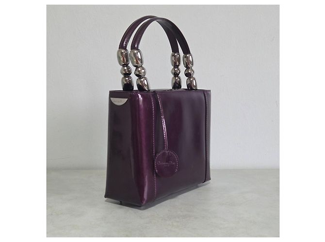 Borsa a Mano Christian Dior Malice in Pelle Verniciata Viola - vista 7