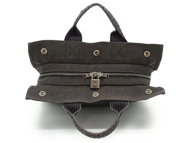 Hermès Herline Tote PM Tasche Grau Stoff - Ansicht 8