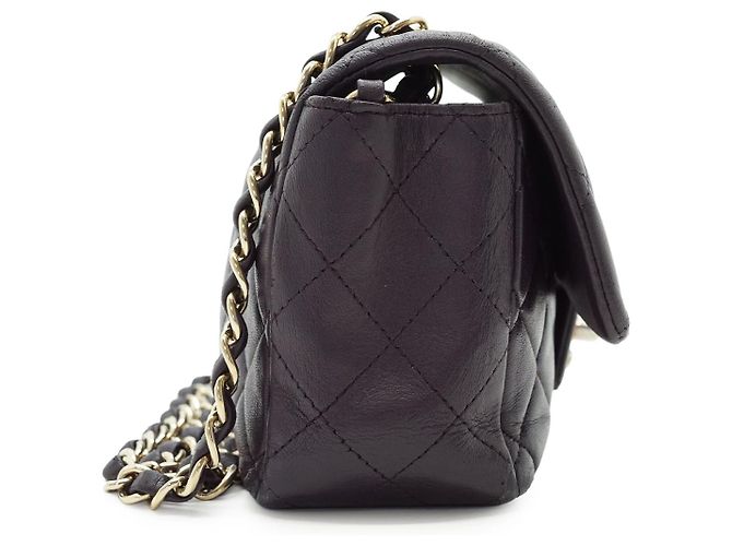 Chanel Mini Schultertasche aus gestepptem Lammleder mit einfacher Klappe und Kette - Ansicht 4