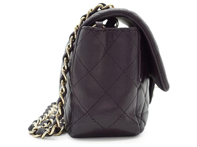 Chanel Mini Schultertasche aus gestepptem Lammleder mit einfacher Klappe und Kette - Ansicht 5