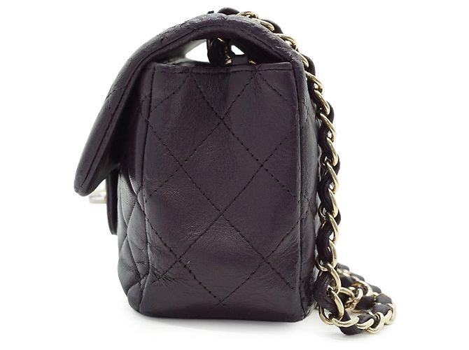 Chanel Mini Schultertasche aus gestepptem Lammleder mit einfacher Klappe und Kette - Ansicht 6