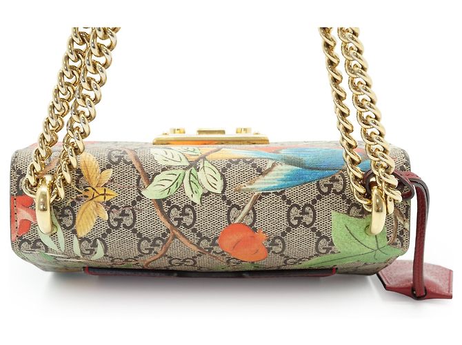Padlock Gucci Borsa a spalla piccola con catena e stampa floreale GG Supreme con lucchetto Tian - vista 8
